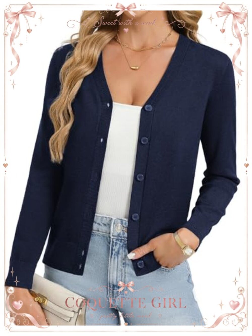 Womens V Neck Button Up Cardigan Sweater Lightweight Shrug